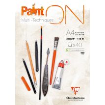 Bloc Multi-technique Paint'on - Format A4 40 Feuilles - Papier 250g Blanc - Clairefontaine