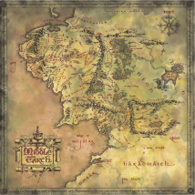 Tapis De Jeu Néoprène - Lord Of The Rings - 60x60 Cm - Carte De La Terre Du Milieu - Epic Forge