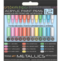 Lot De 12 Marqueurs Acryliques Pointe Extra-fine - Tooli-art - Metallics