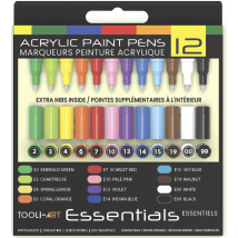 Lot De 12 Marqueurs À Peinture Acrylique Tooli-art - Pointe Extra-fine 07 Mm - Essentials