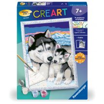 Peinture Au Numéro Ravensburger - Creart - Doux Bisous De Husky - 18,3 X 25 Cm