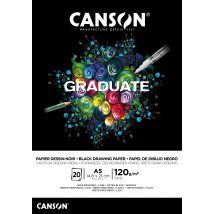 Bloc À Dessin Canson - Noir - A5 14,8 X 21 Cm - Graduate - 20 Feuilles - 120 G/m²