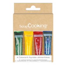 Lot De 4 Colorants Liquides Alimentaires Scrapcooking - Bleu, Rouge, Jaune, Vert - 40 G - Scrapcooking
