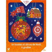 14 Boules Et Décos De Noel À Gratter - Pochette Avec Accessoires