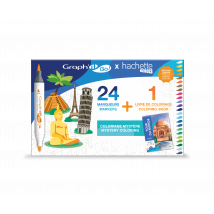 Kit De Coloriage 24 Marqueurs Double Pointe & 1 Livre Hachette - Graph’it Go - Tour Du Monde - Graph'IT