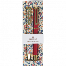 Parure Oberthur - Carnet + 2 Stylos Bille - Rouge