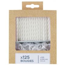 Lot De 125 Bougies Kim'play - 6 Cm - Blanc