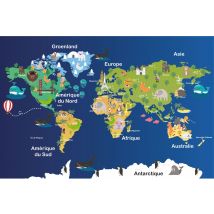 Sous Main Mappemonde Pour Enfant - 60 X 40 X 0,3 Cm