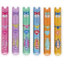 Lot 6 Mini Surligneurs Pointe Moyenne - Legami - Couleurs Assorties - Teddy's Superpower