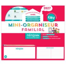 Mini-organiseur Familial Mémoniak 2027, Calendrier Mensuel, Septembre 2026-décembre 2027