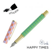Stylo Plume Ink - Plumink Metal Happy Times - Pointe Moyenne - Modèles Aléatoires - Vendu À L'Unité