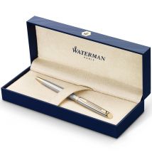 Stylo Bille Waterman Hémisphère Acier Gt - Corps : Acier Inoxydable - Attributs Or Fin 23k - Pointe Moyenne - Avec Une Recharge D'Encre Bleue