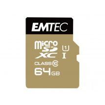 Carte Mémoire Micro Sdxc 64 Go - Class 10 Gold+ Avec Adaptateur - Emtec