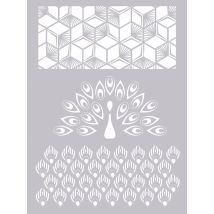 Pochoir Pâte Polymère - Paon - 11,7 X 25 Cm - Graine Creative