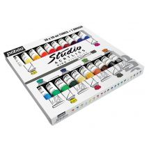 Lot De 20 Tubes 20 Ml De Peinture Acrylique Pébéo Studio Acrylics + 1 Pinceau - Fine - Opaque