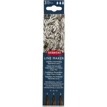 Derwent Graphik Line Maker - Feutre Fin - Noir - Encre Pigmentée À Base D'Eau (pack De 3)