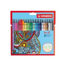 Etui De 24 Feutres De Dessin Pointe Moyenne - Stabilo - Couleurs Assorties - Pen 68 - Stabilo