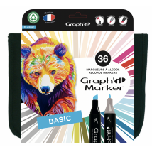Trousse De 36 Marqueurs À Alcool Double Pointe Graph'it - Couleurs Assorties - Basic Colors - Graph'IT