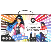 Coffret De 80 Marqueurs À Alcool Pointe Double - Graph'it - Couleurs Assorties - Le Coffret - Graph'IT