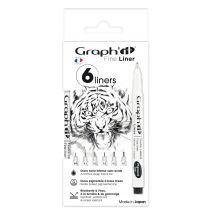 Pochette 6 Stylos Feutres Fine Liners Noir - Graph'it Liner - Graph'IT