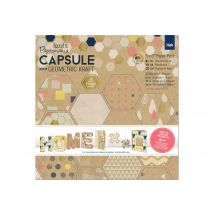 36 Feuilles Scrapbooking - Geometric Kraft - 15 X 15 Cm - Papermania