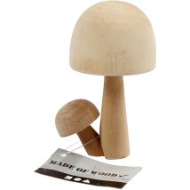 Champignons En Bois Solidaires - L : 5,5cm H : 8,5cm - Créativ Company