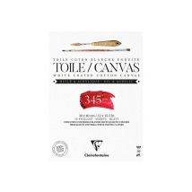 Bloc De 10 Feuilles De Toile Coton Blanc Enduites Fleur De Lys Clairefontaine - 30 X 40 Cm 345 G/m²