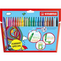Lot De 24 Feutres De Coloriage Pointe Moyenne - Stabilo - Couleurs Assorties - Power format Spécial - Stabilo