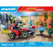 Playmobil - Pompier Avec Quad Et Arbustes Enflammés - 71825 - Les Pompiers