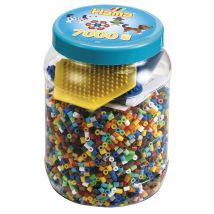 Perles Et Plaques En Pot Hama - Midi - 7000 Pièces + 2 Plaques