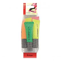Lot De 5 Surligneurs Pointe Large - Stabilo - Couleurs Assorties - Neon - Stabilo