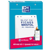 Fiches Bristol Oxford - Blanc - 30 Feuilles - A5 14.8 X 21 Cm - Perforées - 210 G/m² - 5x5