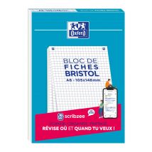 Cahier De Notes - A6 - 30 Feuilles / 60 Pages - Blanc - Petits Carreaux - Oxford Bristol