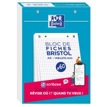 Bloc De 60 Fiches Bristol - A5 - Blanc - Oxford