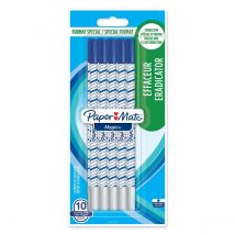 Lot De 10 Stylos Effaceurs Réécriveurs Paper Mate - Magic + - Bleu - Double Pointe