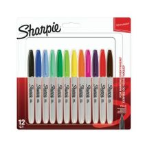 Lot De 12 Marqueurs Permanents Sharpie - Couleur Assorties - Pointe Fine
