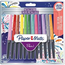 Lot De 12 Feutres Pointe Moyenne - Paper Mate - Flair Metallic - Assortiment De Couleurs
