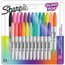 Marqueurs Permanent - Sharpie Glam Pop - 0.9 Mm - Blister De 24 Couleurs Assorties