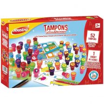Mallette Tampons Lettres & Animaux Joustra - 52 Pièces
