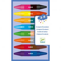 Djeco - 8 Crayons Doubles - 16 Couleurs