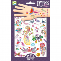 Tatouages Temporaires : Plume Color - Djeco - 2 Planches