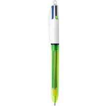 Stylo Bille 4 Couleurs Bic - Fluo - Noir, Bleu, Rouge, Jaune - Pointe Moyenne