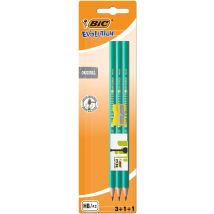 Lot De 3 Crayons À Papier Hb Avec 1 Gomme Et 1 Taille-crayon Bic - Evolution Original