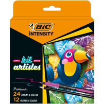 Coffret De Dessin Bic - Kit Artistes - 24 Crayons De Couleur + 12 Feutres - BIC