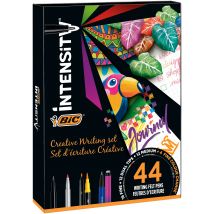 Boite De 44 Feutres - Kit D’outils Créatifs Premium Pour Écrire Et Dessiner Au Quotidien - Bic Intensity - Couleurs Assorties