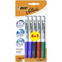 Lot De 5 Stylos-feutres Effaçables À Sec - Velleda - Pointe Moyenne - Bic