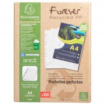 Lot De 100 Pochettes Perforées 21 X 29,7 Cm Pp Recyclé Exacompta - Forever