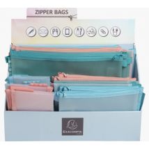 Présentoir De 36 Pochettes Zip A4-a5-a6 Chromaline Pastel - Couleurs Assorties - Exacompta