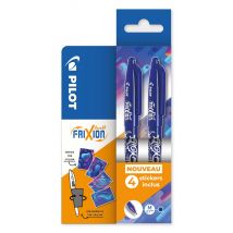 2 Stylos - Bleu - Frixion Ball + 4 Stickers Cosmic Offerts - Pointe Moyenne - Pilot - Pilot