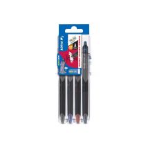 Lot De 4 Stylos Roller Effaçables + Étui Pilot - Set 2 Go Frixion Point Clicker - Noir, Bleu, Rouge, Bleu Nuit - Pointe Fine